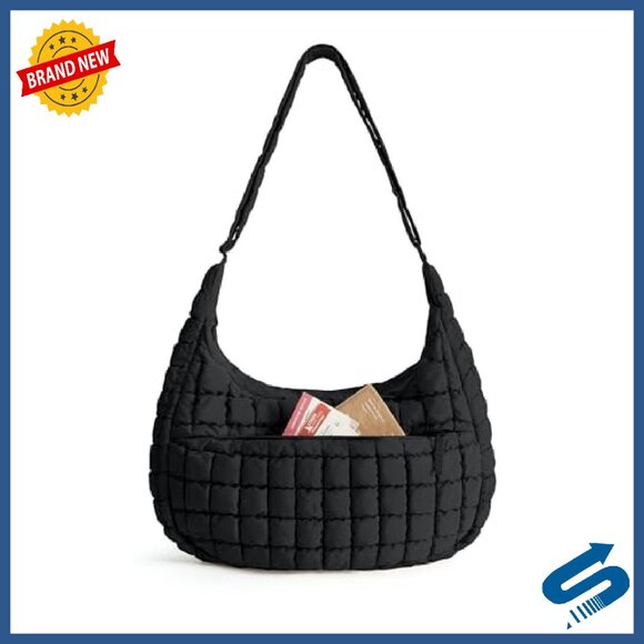 Quilted Crossbody Hobo Bag with Adjustable Strap, 20L Capacity - Picture 2 of 8